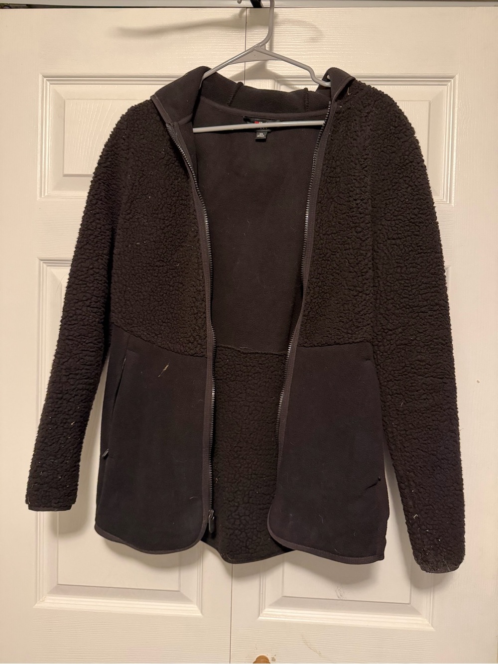 Fila Black Sherpa Zip Hoodie Jacket